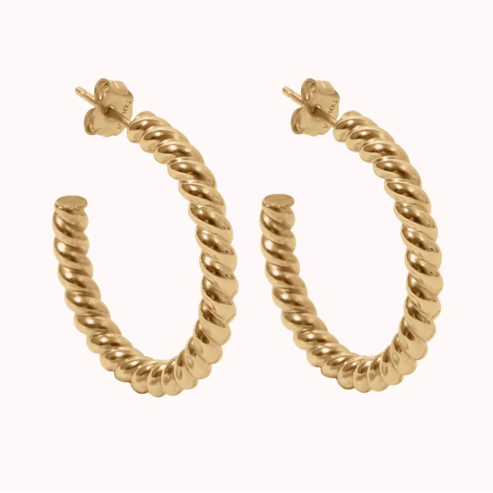 a new day twisted gold hoop earrings NWT